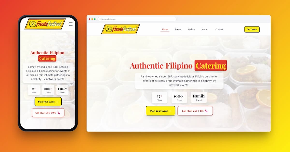 Website for Fiesta Fast Food Filipino catering in Los Angeles